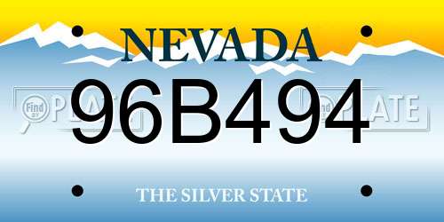 96B494 Nevada License Plate