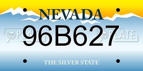96B627 Nevada License Plate