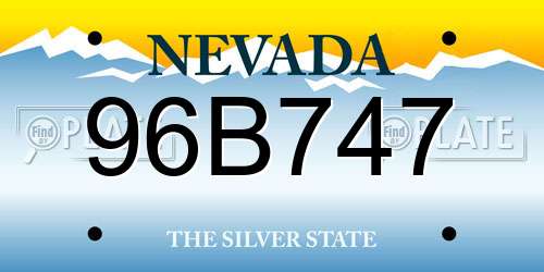96B747 Nevada License Plate