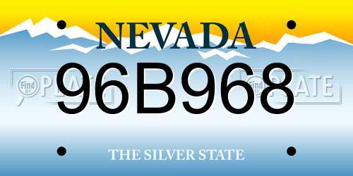 96B968 Nevada License Plate