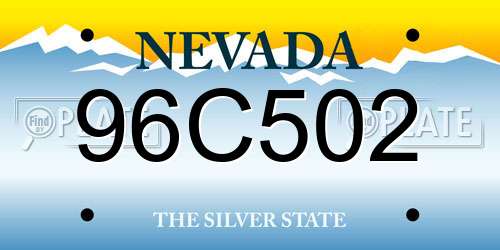 96C502 Nevada License Plate
