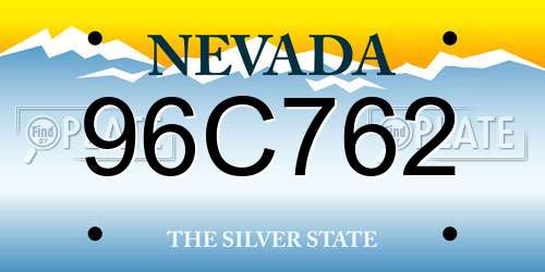 96C762 Nevada License Plate