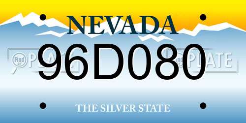 96D080 Nevada License Plate