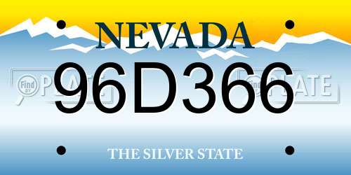 96D366 Nevada License Plate