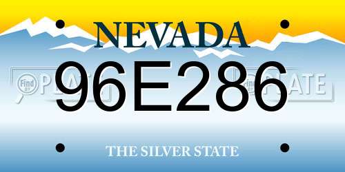 96E286 Nevada License Plate
