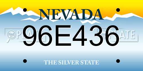 96E436 Nevada License Plate