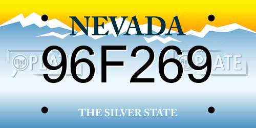 96F269 Nevada License Plate