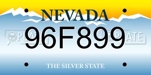 96F899 Nevada License Plate