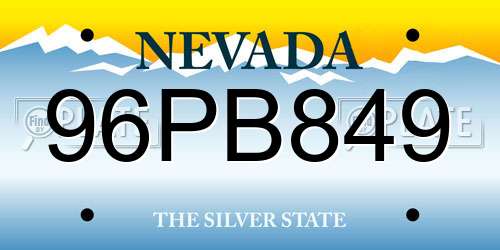 96PB849 Nevada License Plate