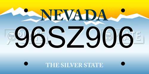 96SZ906 Nevada License Plate
