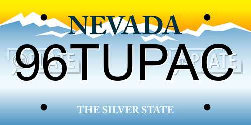 96TUPAC Nevada License Plate