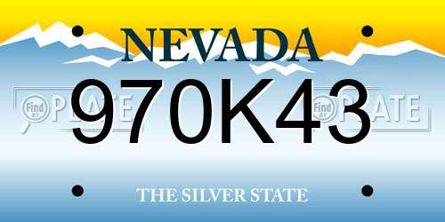 970K43 Nevada License Plate