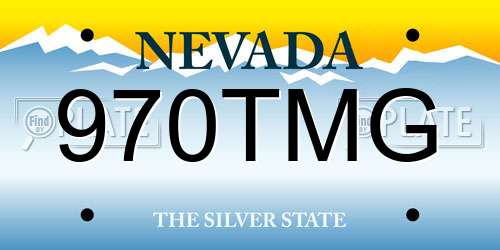 970TMG Nevada License Plate