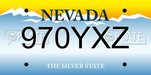 970YXZ Nevada License Plate