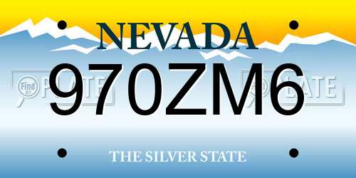 970ZM6 Nevada License Plate