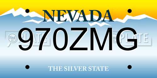 970ZMG Nevada License Plate