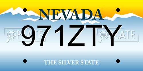 971ZTY Nevada License Plate