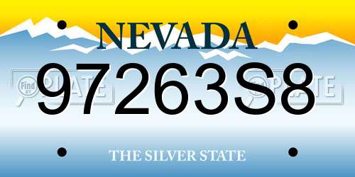 97263S8 Nevada License Plate
