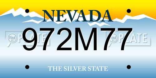 972M77 Nevada License Plate