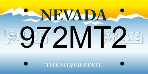 972MT2 Nevada License Plate
