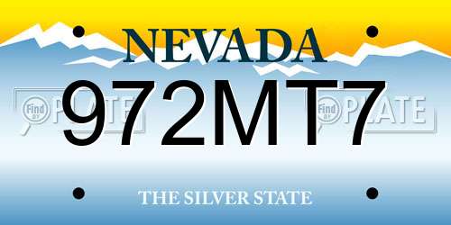 972MT7 Nevada License Plate