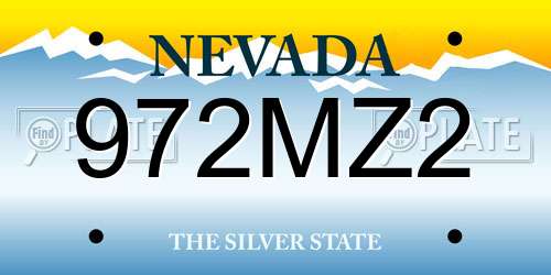 972MZ2 Nevada License Plate