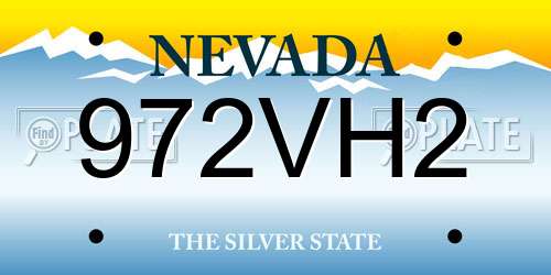 972VH2 Nevada License Plate