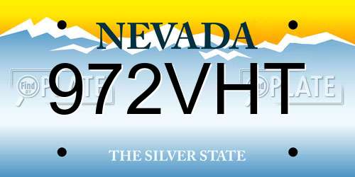 972VHT Nevada License Plate