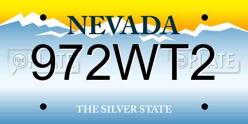 972WT2 Nevada License Plate
