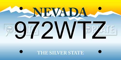 972WTZ Nevada License Plate