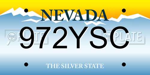 972YSC Nevada License Plate