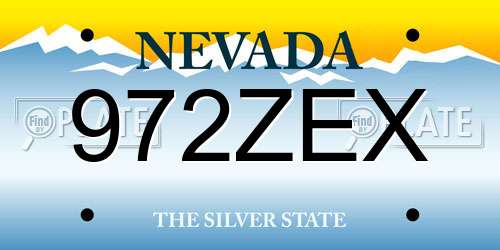 972ZEX Nevada License Plate