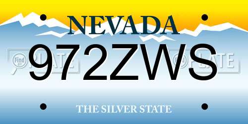 972ZWS Nevada License Plate