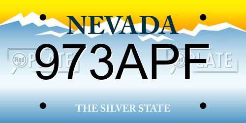 973APF Nevada License Plate