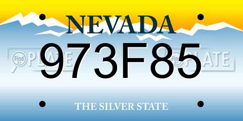 973F85 Nevada License Plate