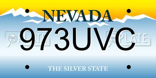 973UVC Nevada License Plate