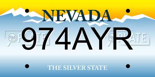974AYR Nevada License Plate