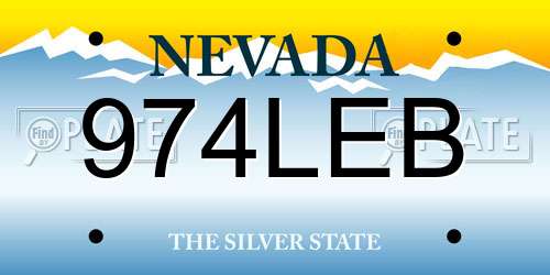 974LEB Nevada License Plate