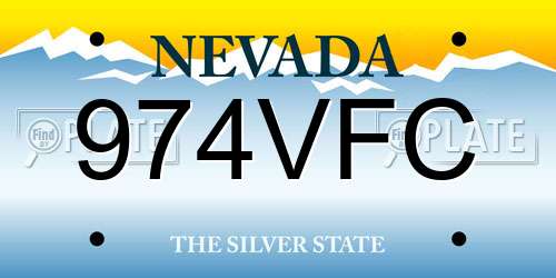 974VFC Nevada License Plate