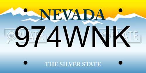974WNK Nevada License Plate