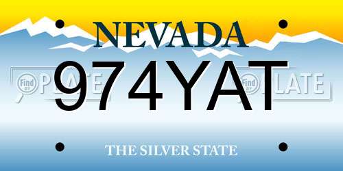 974YAT Nevada License Plate