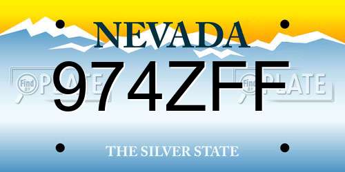 974ZFF Nevada License Plate