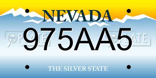 975AA5 Nevada License Plate