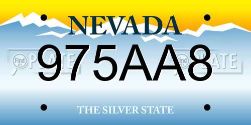 975AA8 Nevada License Plate