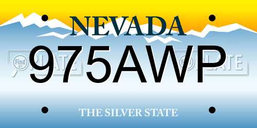 975AWP Nevada License Plate