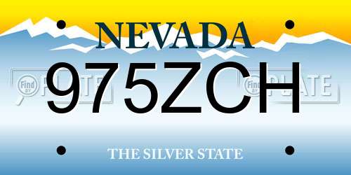 975ZCH Nevada License Plate