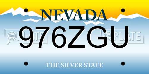 976ZGU Nevada License Plate