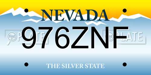 976ZNF Nevada License Plate