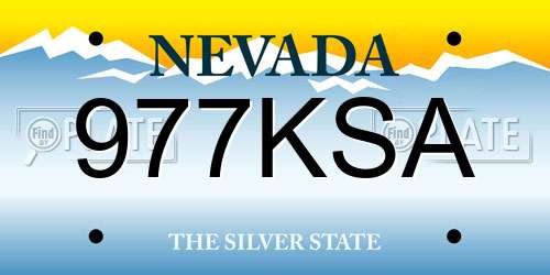 977KSA Nevada License Plate