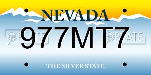 977MT7 Nevada License Plate